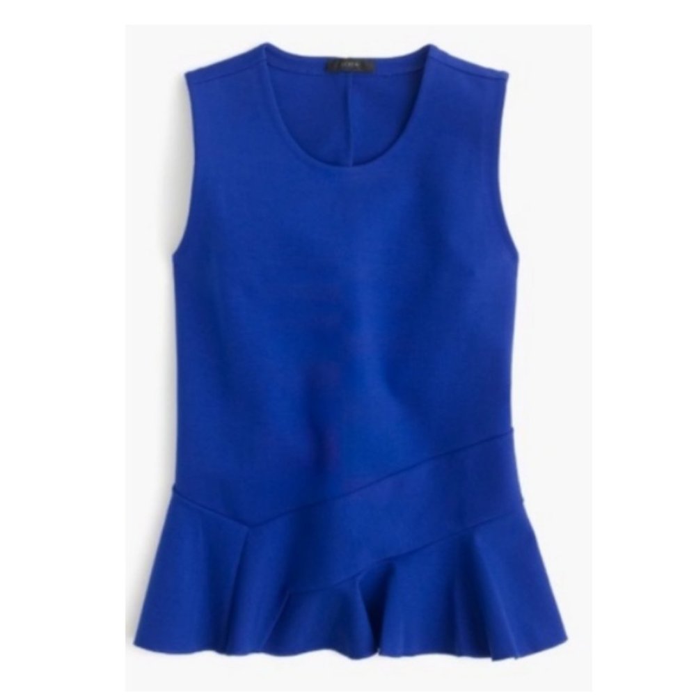 J Crew Top M Structured Flutter Hem, Royal Blue - image 1